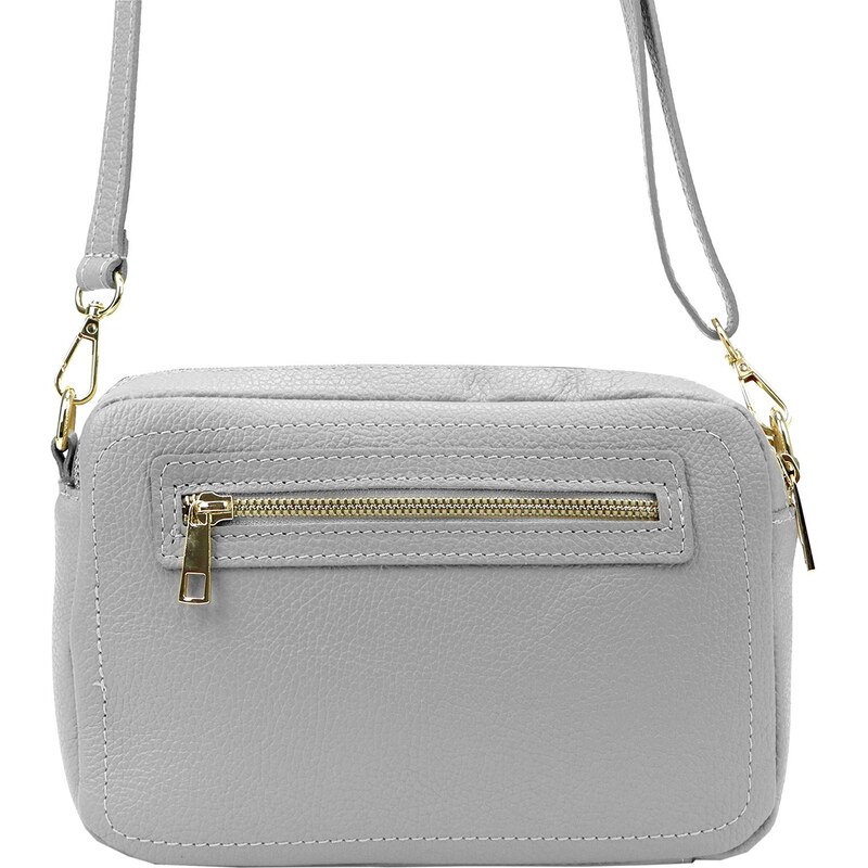 Kožená crossbody kabelka MiaMore 01-063 šedá