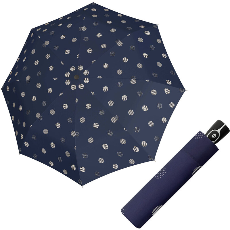 Doppler Magic Fiber TIMELESS BLUE - dámský plně-automatický deštník puntíky