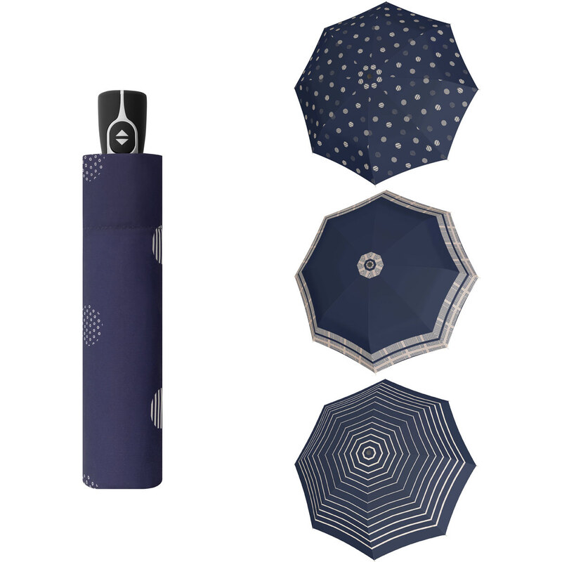 Doppler Magic Fiber TIMELESS BLUE - dámský plně-automatický deštník puntíky