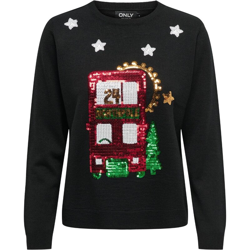 ONLY Svetr XMAS trávově zelená / červená / černá / bílá