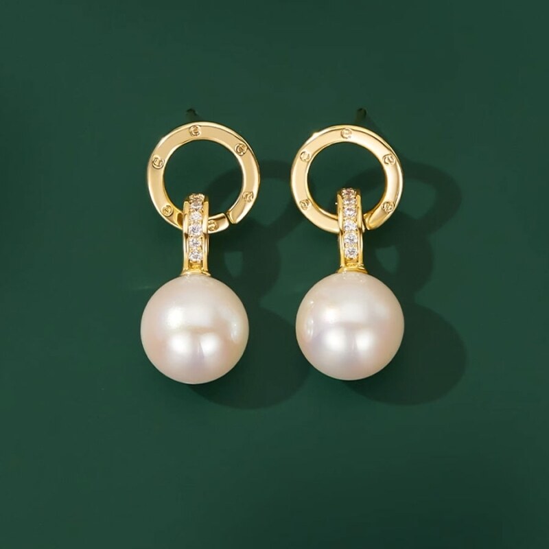JAY Náušnice s perlou a zirkony Céleste - stříbrné zapínání