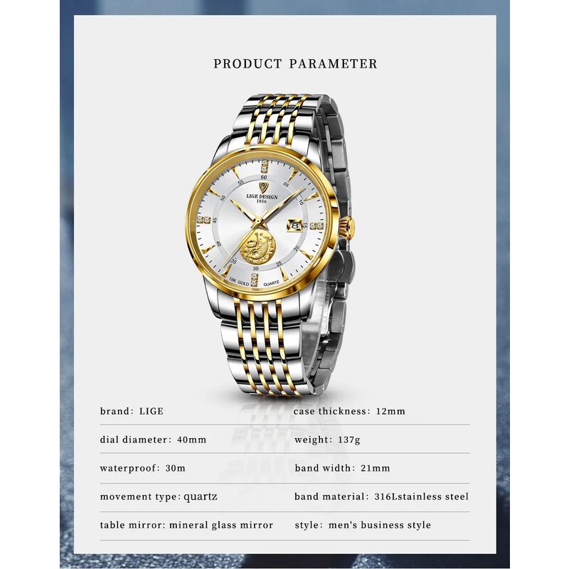 LIGE Pánské hodinky -10050-3 + dárek ZDARMA
