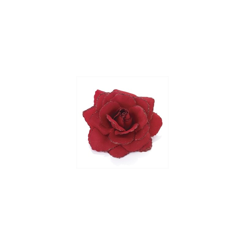Klip do vlasů červený květ růže 9cm 27427