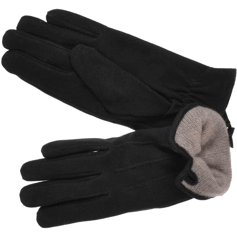 SEEBERGER Dámské zimní semišové rukavice s teplou vlněnou podšívkou