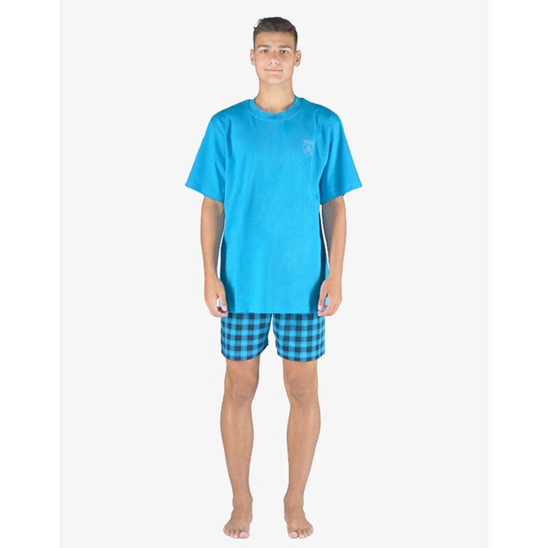 GINA pánské pyžamo krátké pánské, šité, s potiskem Pyžama 2023 79156P - atlantic tm.popel
