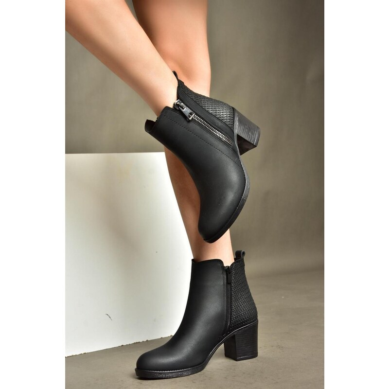 Fox Shoes R674161009 Black Women's Thick Heeled Boots