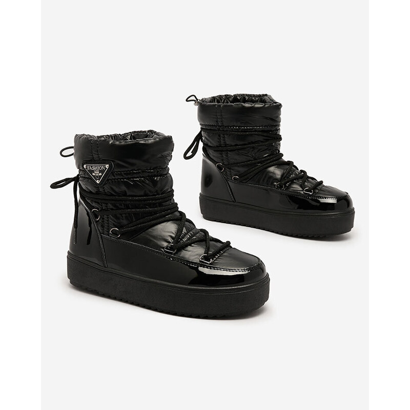 MSMG Royalfashion Dámské nazouvací boty a'la snow boots v černé barvě Vevnose - Černá