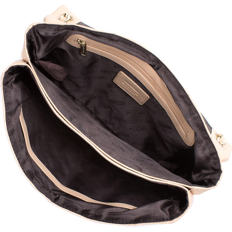 Dámská kožená kabelka se širokým prošíváním Wittchen, béžová, přírodní kůže