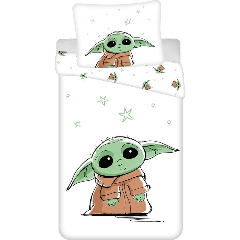 Jerry Fabrics Bavlněné povlečení 140x200 + 70x90 cm - Star Wars "Baby Yoda"