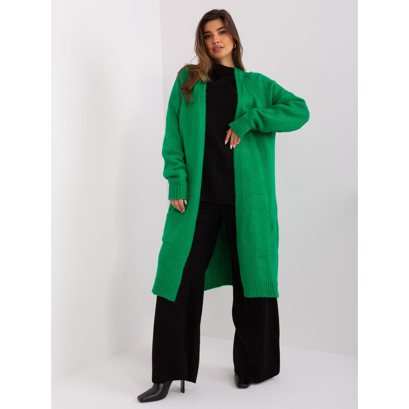 Fashionhunters Zelený dámský pletený kardigan