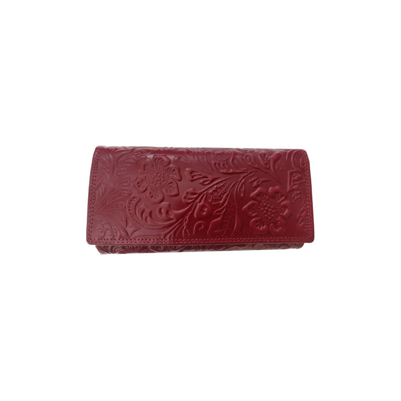 Kožená peněženka květy RED BORDO