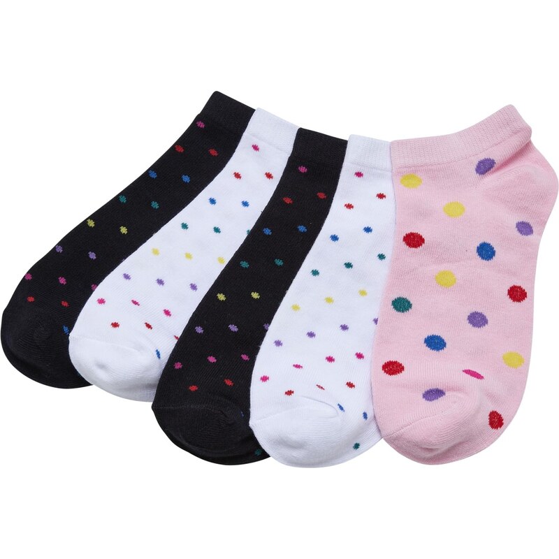 Urban Classics Accessoires No Show Socks Rainbow Dots 5-balení bílá/černá/hibiskuspink