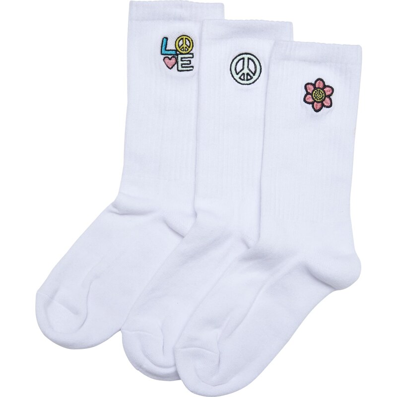 Urban Classics Accessoires Ponožky Peace Icon Socks 3-balení bílé