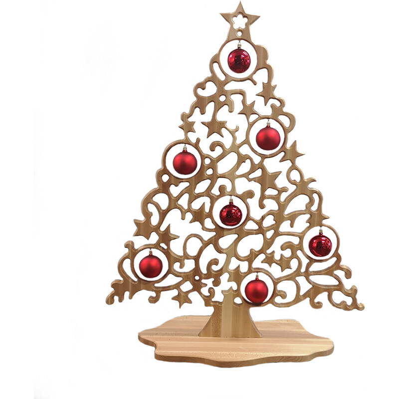 AMADEA Dekorace vánoční strom na podstavci s koulemi 135 x 105 cm, český výrobek