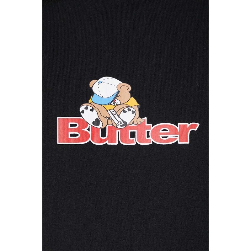 Bavlněné tričko Butter Goods Teddy Logo Tee černá barva, s potiskem, BGQ3230102