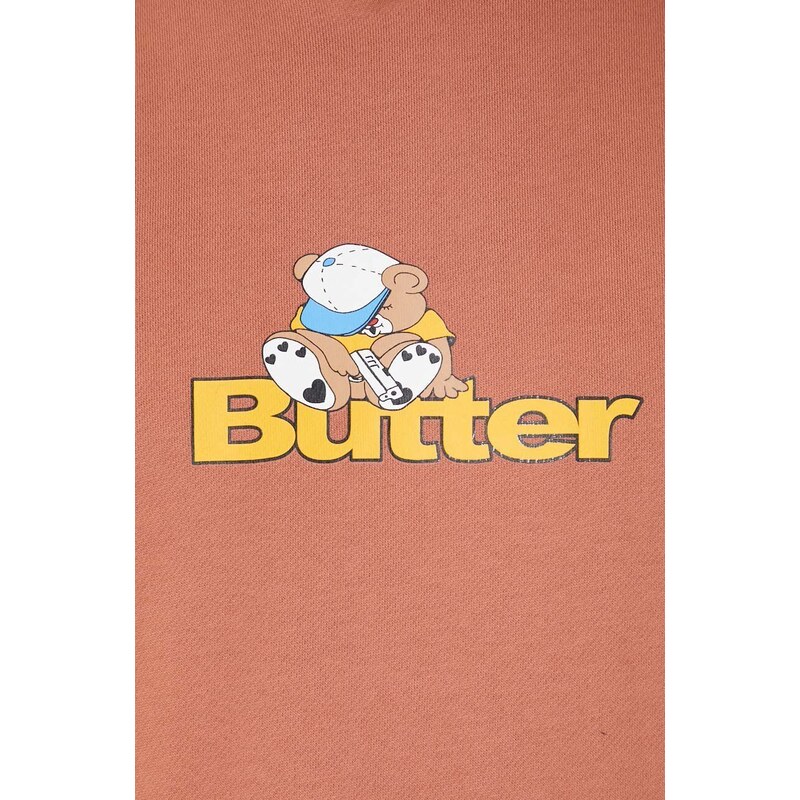 Mikina Butter Goods Teddy Logo Pullover Hood pánská, oranžová barva, s kapucí, potiskem, BGQ3231304
