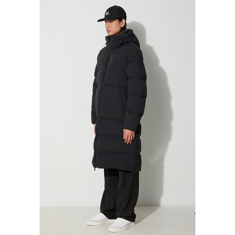 Péřová bunda Woolrich pánská, černá barva, zimní
