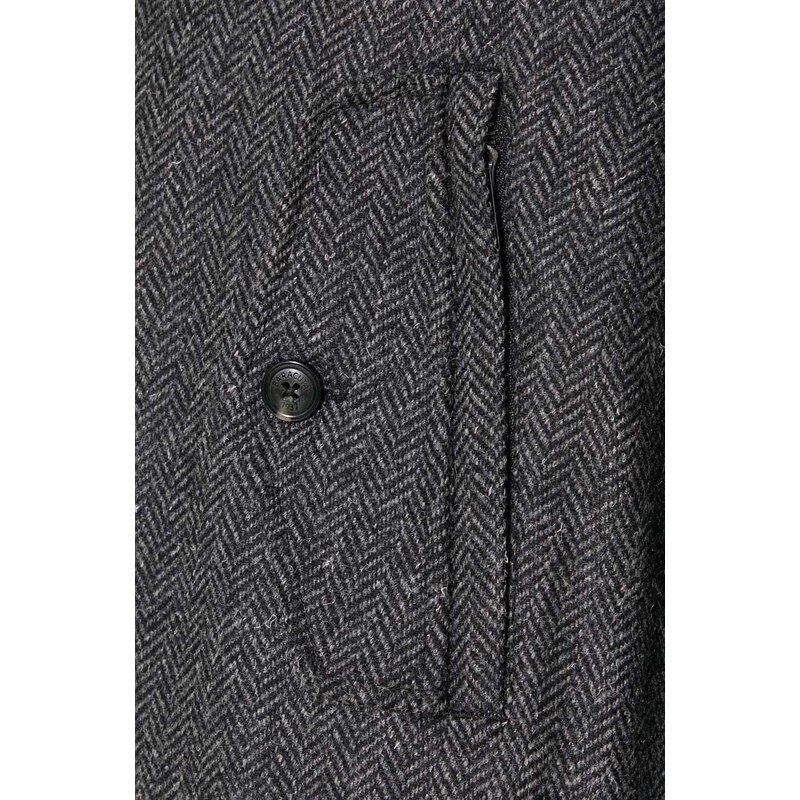 Vlněná bomber bunda Baracuta Herringbone Derby Jacket šedá barva, přechodná, oversize, BRCPS1001