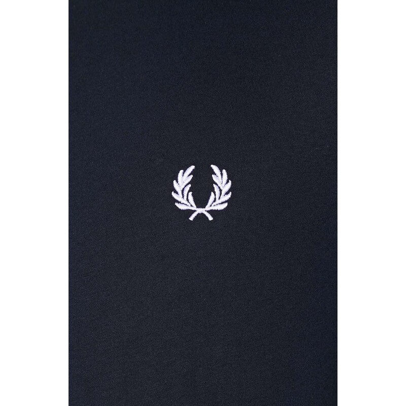 Bavlněné tričko Fred Perry tmavomodrá barva, s aplikací, M3519.608