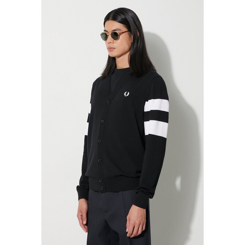 Vlněný svetr Fred Perry černá barva, K5534.102