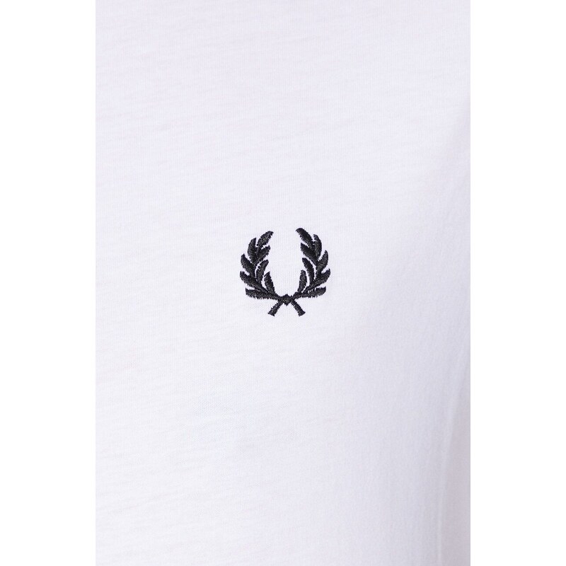 Bavlněné tričko Fred Perry bílá barva, s aplikací, M1588.100