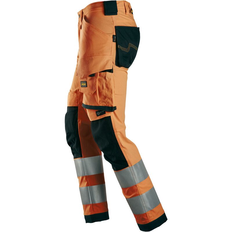 Snickers Workwear Reflexní kalhoty AllroundWork Stretch pracovní třída 2 oranžové vel. 44