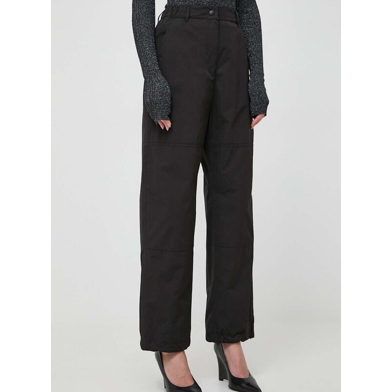Kalhoty Weekend Max Mara dámské, černá barva, jednoduché, high waist