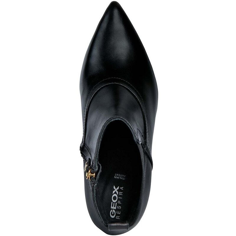 Kožené kotníkové boty Geox D FAVIOLA B dámské, černá barva, na podpatku, D268UB 000Y3 C9999