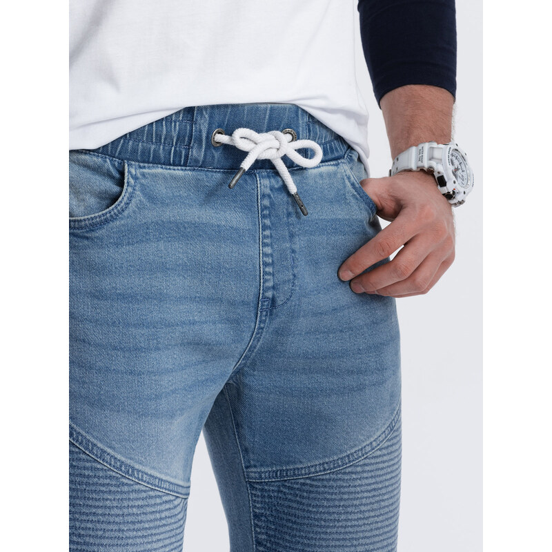 Ombre Clothing Pánské džínové kalhoty s prošíváním - modré V2 OM-PADJ-0113