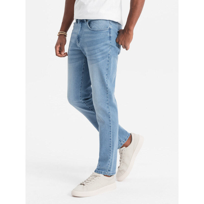Ombre Clothing Pánské džínové kalhoty Ntiyiso světle modrá V2 OM-PADP - 0110