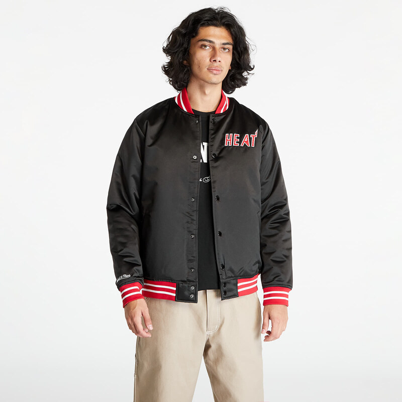 Pánský bomber Mitchell & Ness Miami Heat Heavyweight Satin Jacket Black