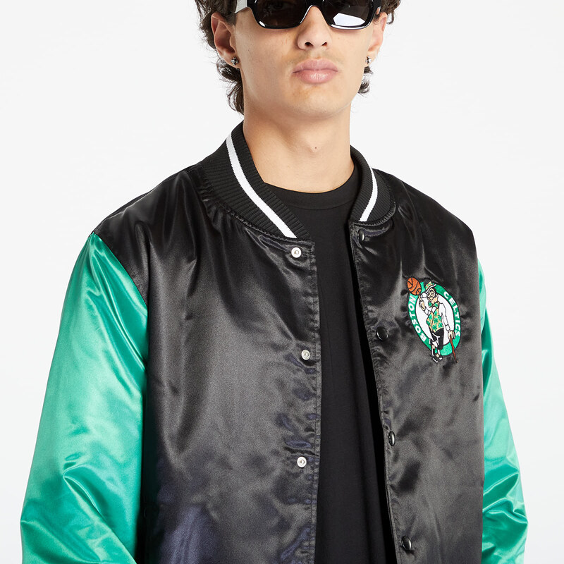 Pánský bomber New Era NBA Satin Bomber Boston Celtics Black/ Kelly Green