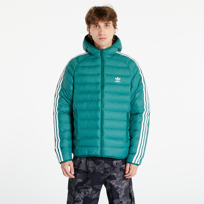 adidas Originals Pánská zimní bunda adidas Pad Hooded Puffer Jacket Collegiate Green/ White