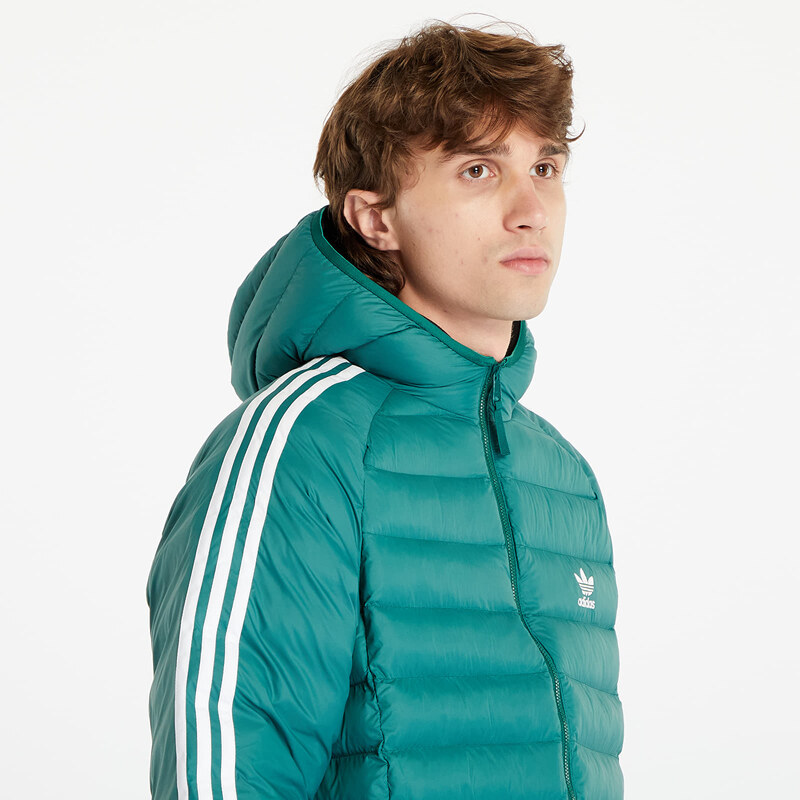 adidas Originals Pánská zimní bunda adidas Pad Hooded Puffer Jacket Collegiate Green/ White