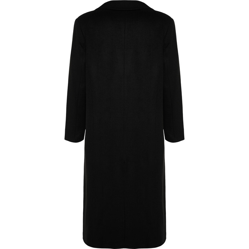 Vlněný kabát Trendyol Black Oversize se širokým střihem