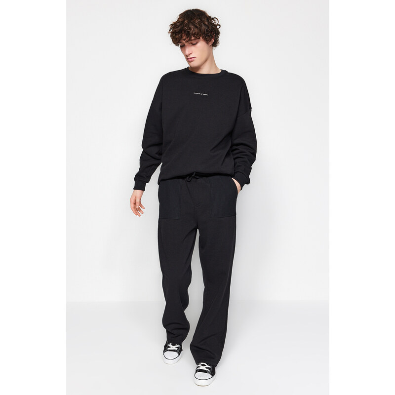 Trendyol Black More Sustainable Oversize/Wide-Fit Pocket Textured Sweatpants