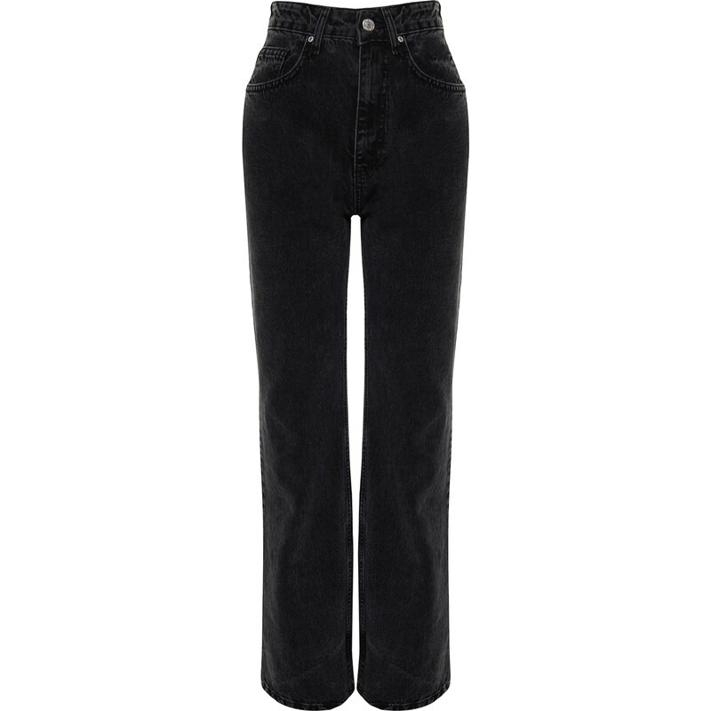Trendyol černé džíny s vysokým pasem a širokými nohavicemi