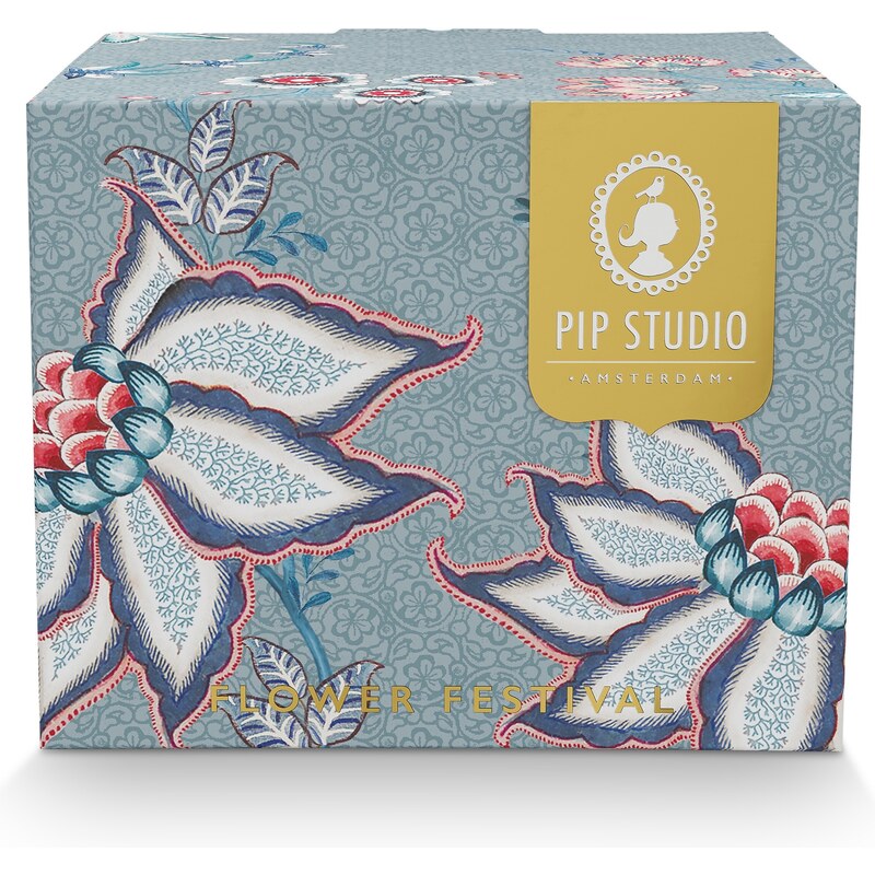 Pip Studio set 2 šálků s podšálky Flower Festival tmavě růžový, 120 ml