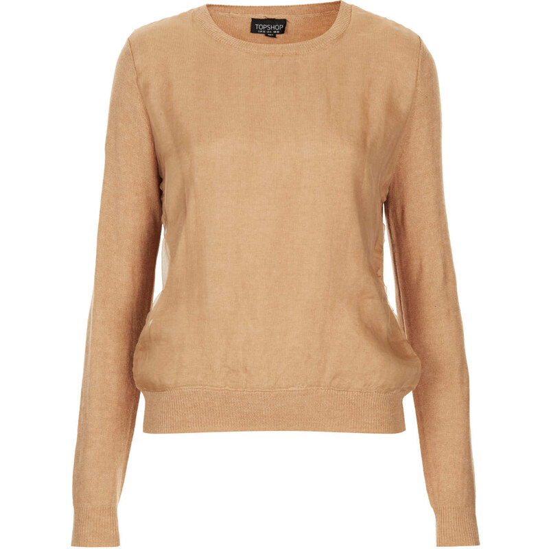 Topshop Knitted Organza Panel Jumper