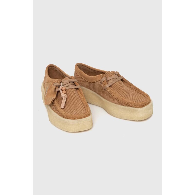 Clarks Originals Mokasíny Clarks Wallabee Cup dámské, béžová barva, na plochém podpatku, 26174006