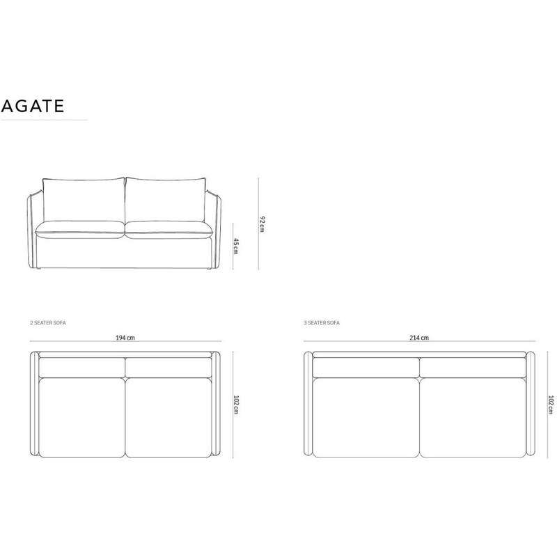 Žlutá sametová trojmístná rozkládací pohovka MICADONI Agate 214 cm