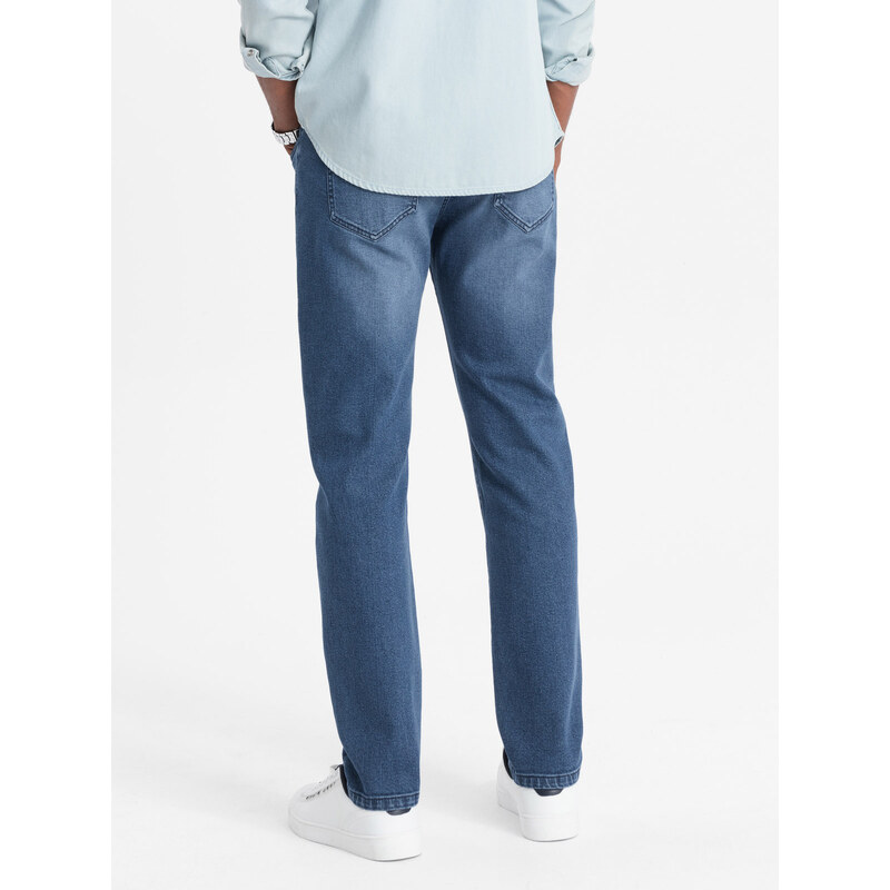 Ombre Clothing Pánské džínové kalhoty STRAIGHT LEG - modré V3 OM-PADP-0133