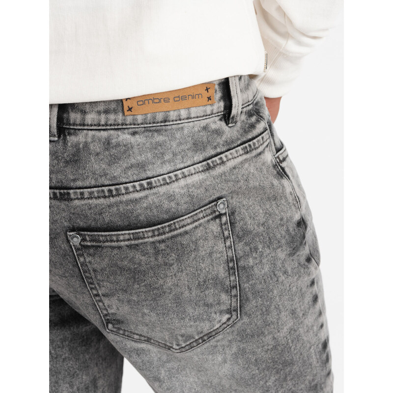 Ombre Clothing Pánské džínové kalhoty STRAIGHT LEG - šedé V4 OM-PADP-0133