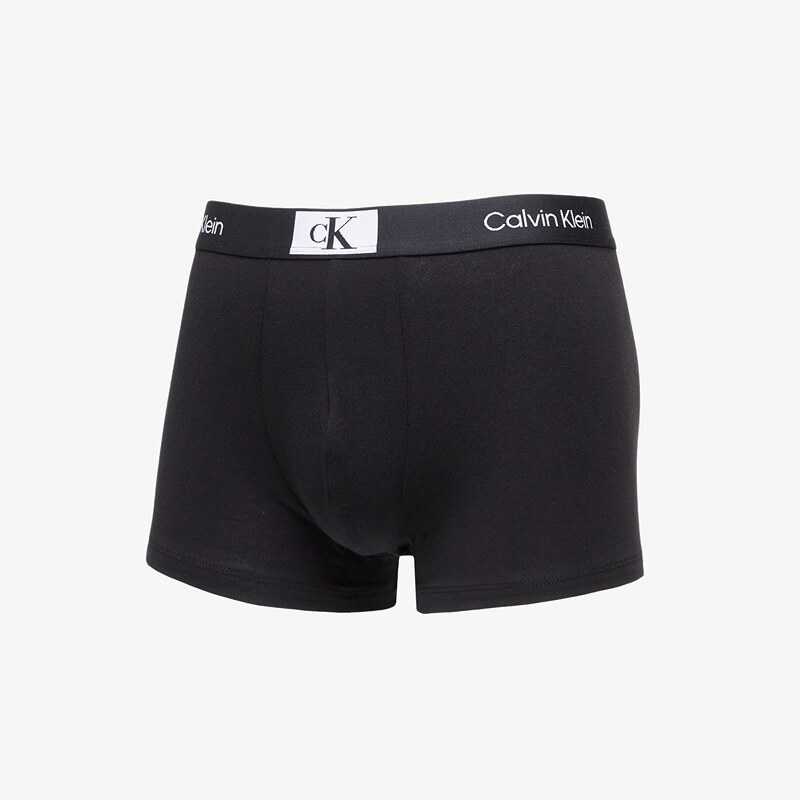 Boxerky Calvin Klein 96 Cotton Trunk 3-Pack Black/ Grey Heather/ Warped Logo Print Black