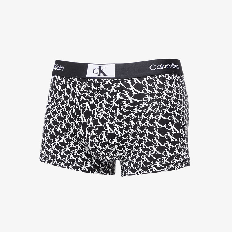 Boxerky Calvin Klein 96 Cotton Trunk 3-Pack Black/ Grey Heather/ Warped Logo Print Black