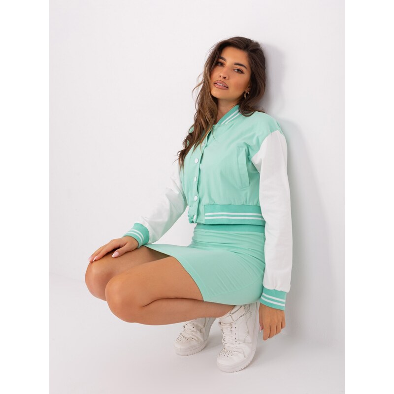 Fashionhunters Mint ležérní set s bomber mikinou