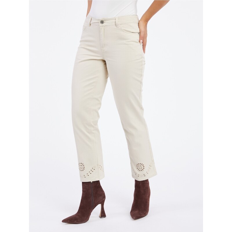 Orsay Béžové dámské zkrácené straight fit džíny - Dámské