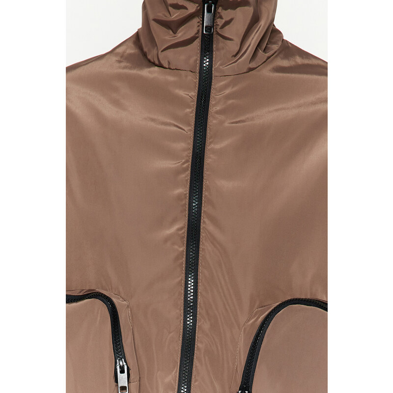 Trendyol Mink Oversize vodoodpudivý kabát na zip