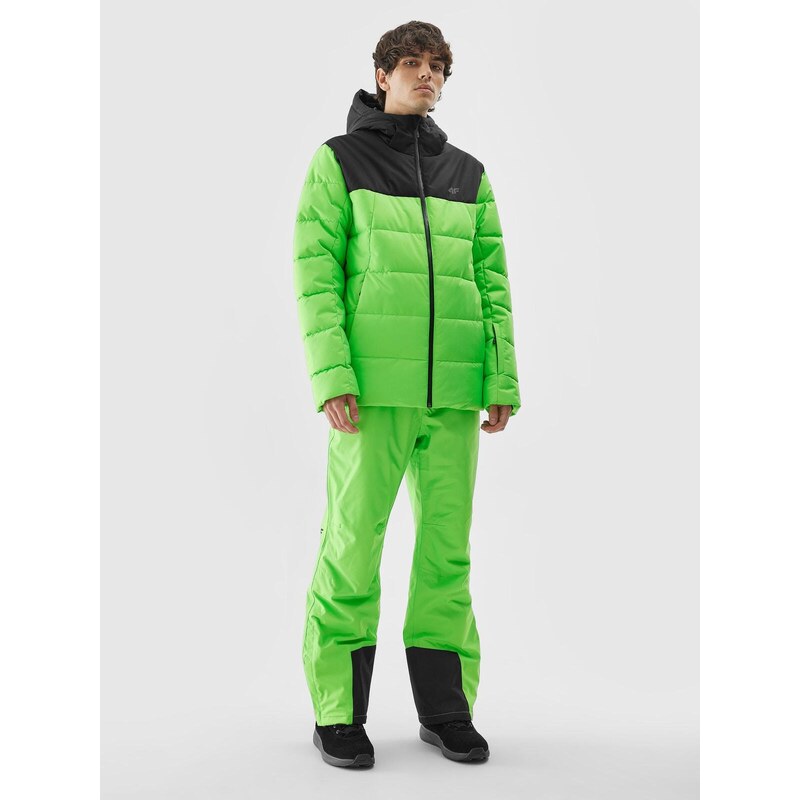 4F Pánská lyžařská péřová bunda se syntetickým peřím - zelená