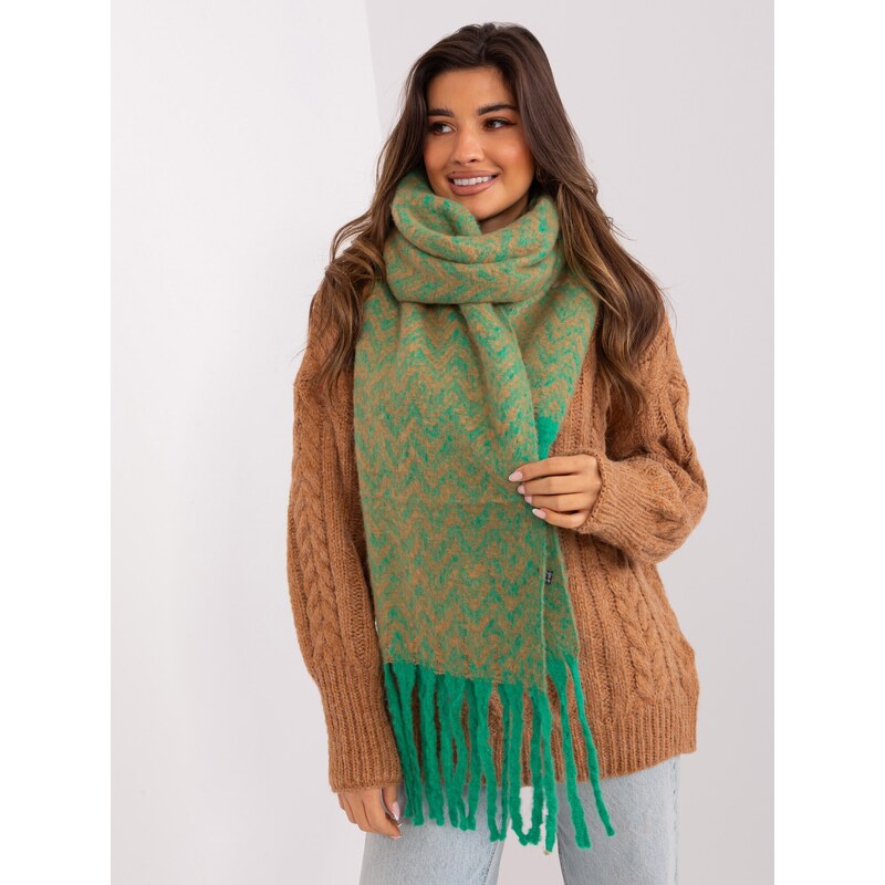 Fashionhunters Dámský šátek se zeleným a velbloudím vzorem